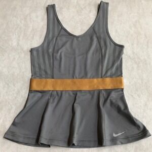 Nike Tennis Tank Top Athletic Gold Waist Gray Women's‎ Small - Pickleball, Golf